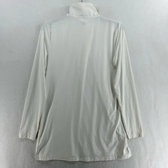 Lands' End Active Shirt Womens Sz S White Mock Neck 1/4 Zip Long Sleeve Pockets - Picture 2 of 15